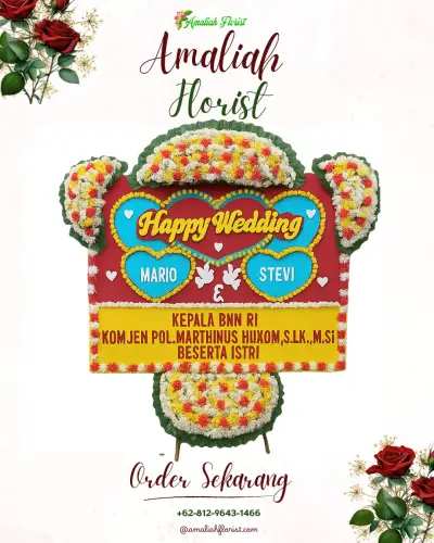 Karangan Papan Bunga Pernikahan di Suana